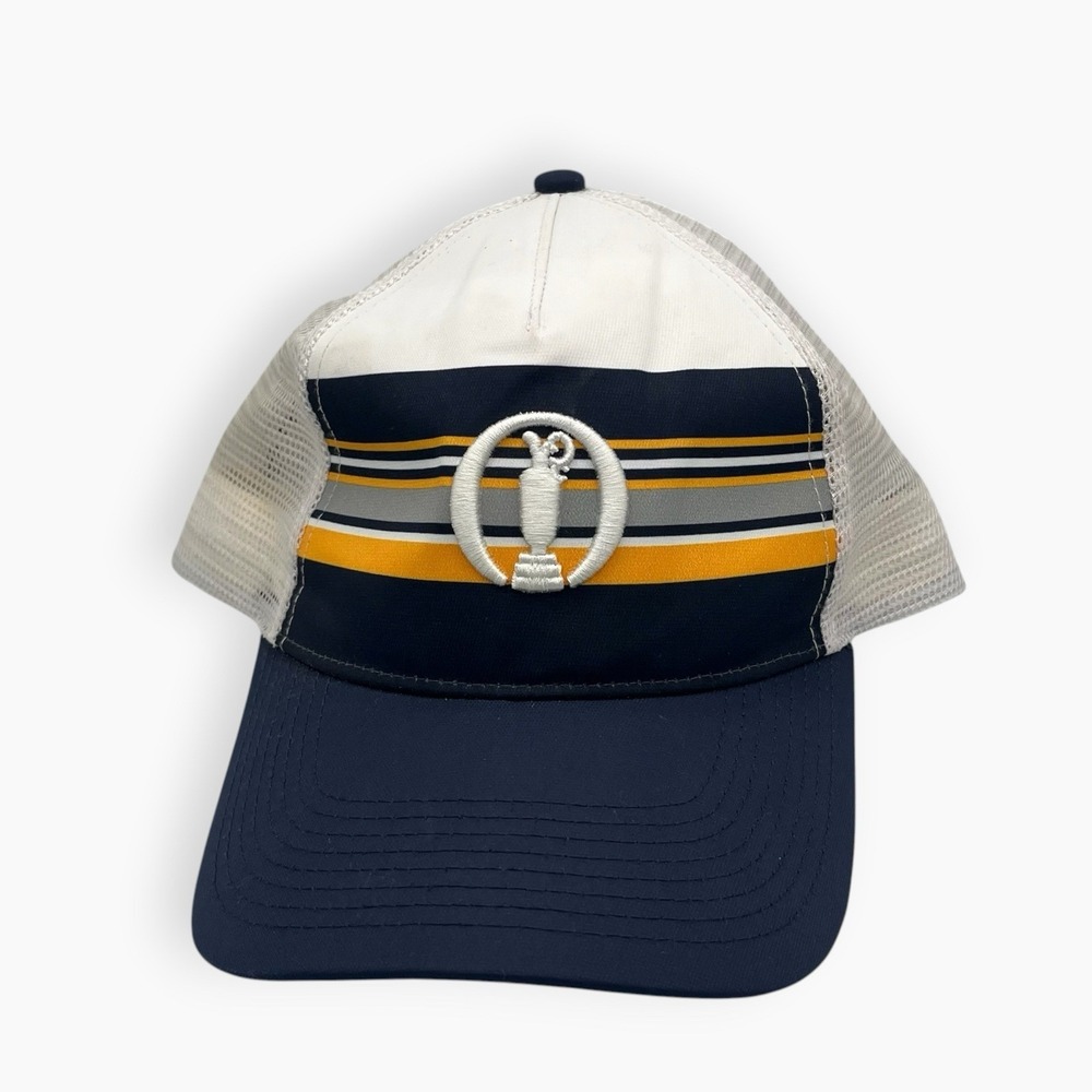 The Open Championship Ahead British‎ Golf Hat Ball Cap Blue Yellow Trucker Mesh